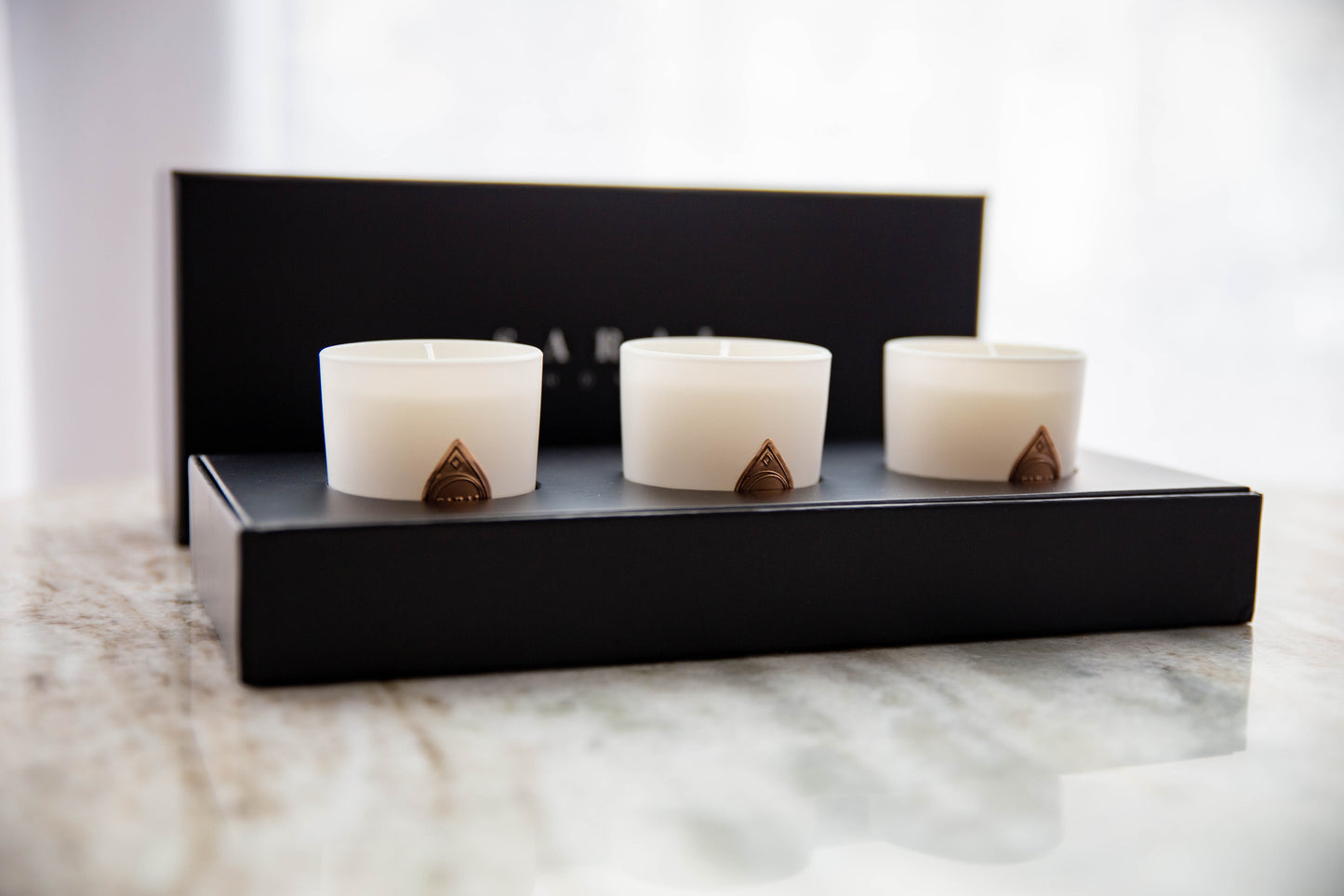 Trio set of small candles in White